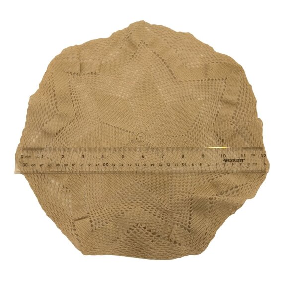Doily Beige Star Hand Crocheted Round Octagon Grannycore Vintage 12 inch - Picture 3 of 4